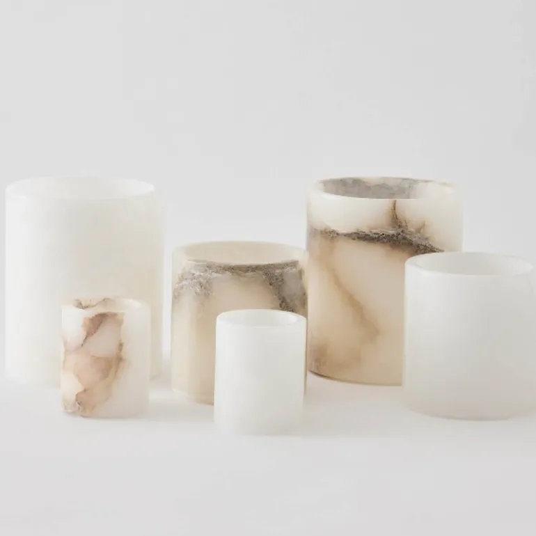 Alabaster telysholder M 12 cm