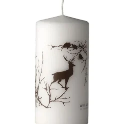 Alveskog kubbelys 14 cm hvit/brun