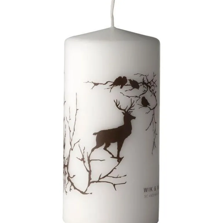 Alveskog kubbelys 14 cm hvit/brun