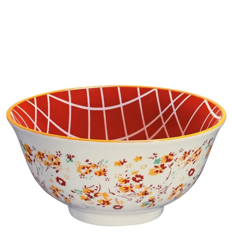 AMICI skål 50 cl 15,5 cm blomster oransje