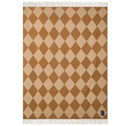 Argyle pledd ull 130x170 cm fudge/hvit