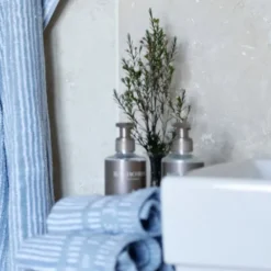 Bath Collection vaskeklut 30x30 cm 4 stk powder blue stripes
