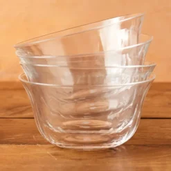 Big Love dessertskåler i glass 14 cm 4 stk riflet klare