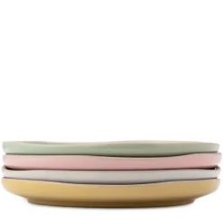 Big Love tallerken i stentøy 19 cm 4 stk rosa/hvit/grønn/gul