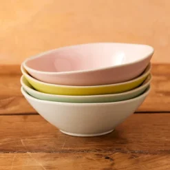 Big Love tapasskåler i stentøy 13,5 cm 4 stk rosa/hvit/grønn/gul