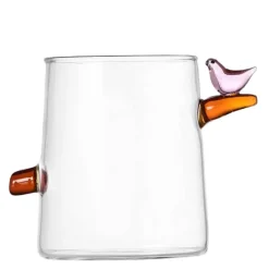 Birds glass 32 cl fugl rosa