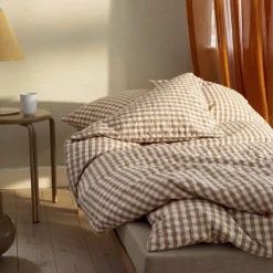 Bæk&Bølge krepp sengesett 150x210 cm karamell/offwhite