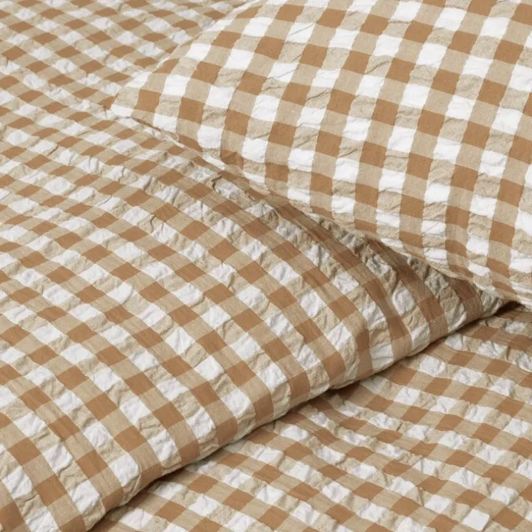 Bæk&Bølge krepp sengesett 150x210 cm karamell/offwhite