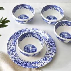 Blue Italian dippskål 10 cm 4 stk blå/hvit