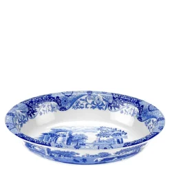 Blue Italian ildfast form oval 31,5x22,5 cm blå/hvit