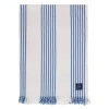 Bomullspledd 170x130 cm stripet/rutete hvit/blå/beige
