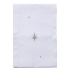Bordløper 30x175 cm hvit med broderte sølvstjerner