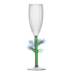 Botanica optisk champagneglass 16 cl lyseblå blomst