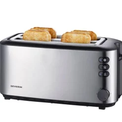 Brødrister med lang rille AT2509 4 skiver 1400W rustfritt stål