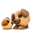 Buddy hund trefigur 8 cm ask/valnøtt