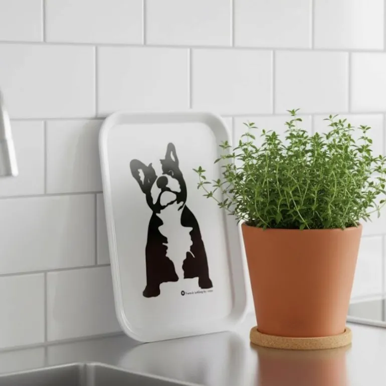Buster serveringsbrett 27x20 cm hvit/svart