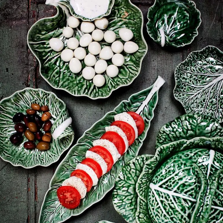 Cabbage serveringsfat kålblad 28x20 cm grønn