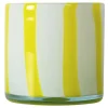 Calore lyslykt 10x10 cm Curve gul/hvit stripete