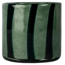 Calore lyslykt 10x10 cm grønn/svart stripe