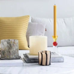 Calore vase/lyslykt 15x15 cm beige/svart striper