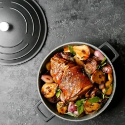 Cast Aluminium gryte 5L med selvøsende lokk svart
