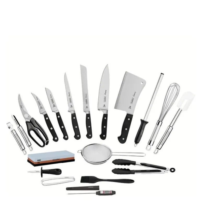 Century kniv- og redskapssett 20 deler svart