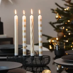 Christmas Chic kronelys 25 cm 4 stk hvit/gull