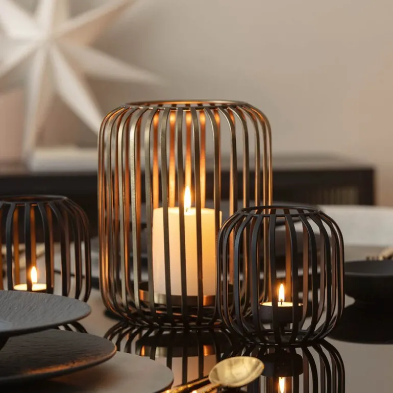 Christmas Chic lyslykt 12,5 cm svart