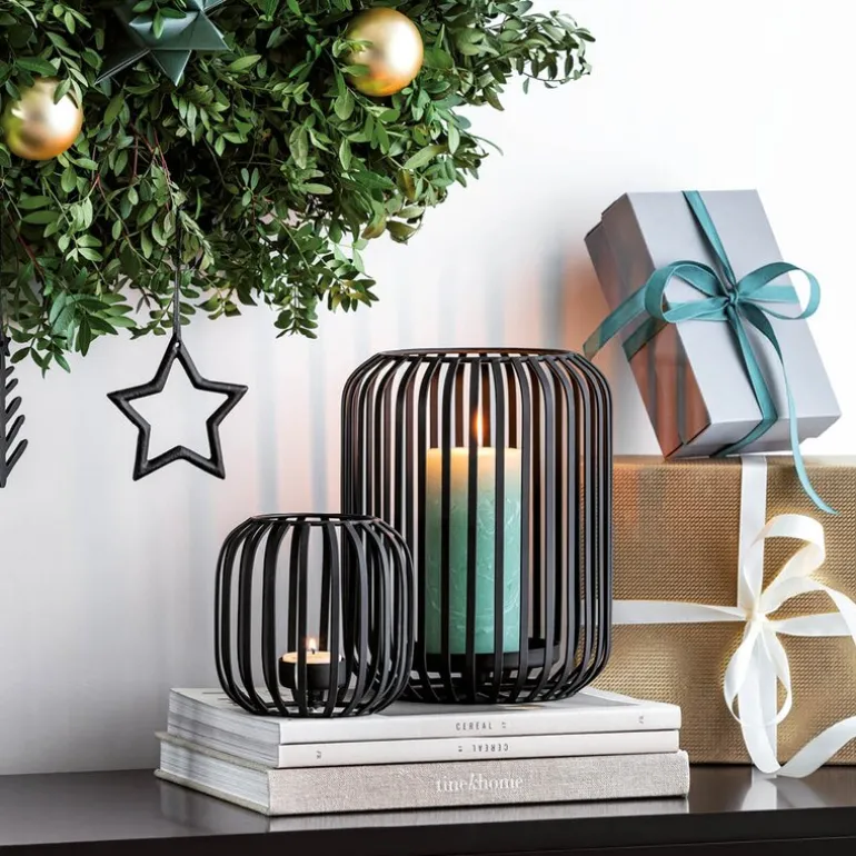 Christmas Chic lyslykt 12,5 cm svart