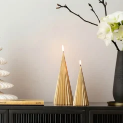 Christmas Chic Tre stearinlys 20 cm 3 stk hvit/gull