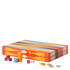 Classic lakkert backgammon rød/multi
