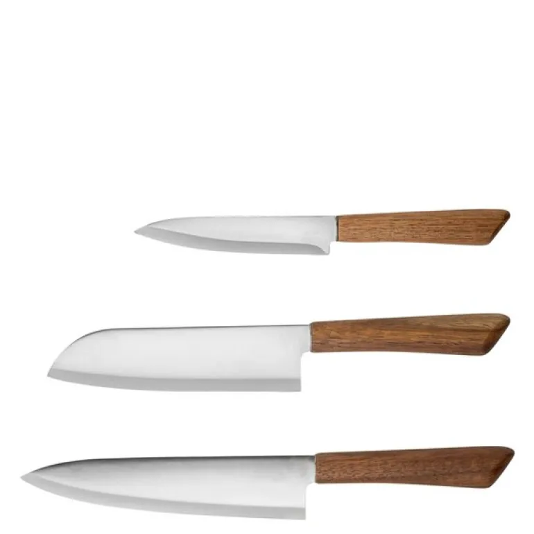 Concept knivsett 3 deler trehåndtak stål/brun