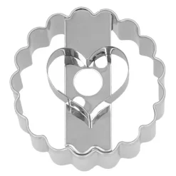 Cookie Cutters pepperkakeform rund med hjerteutstikker 5 cm rustfritt stål