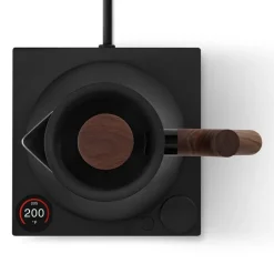 Corvo EKG Pro vannkoker med termostat 0,9L matt svart/valnøtt