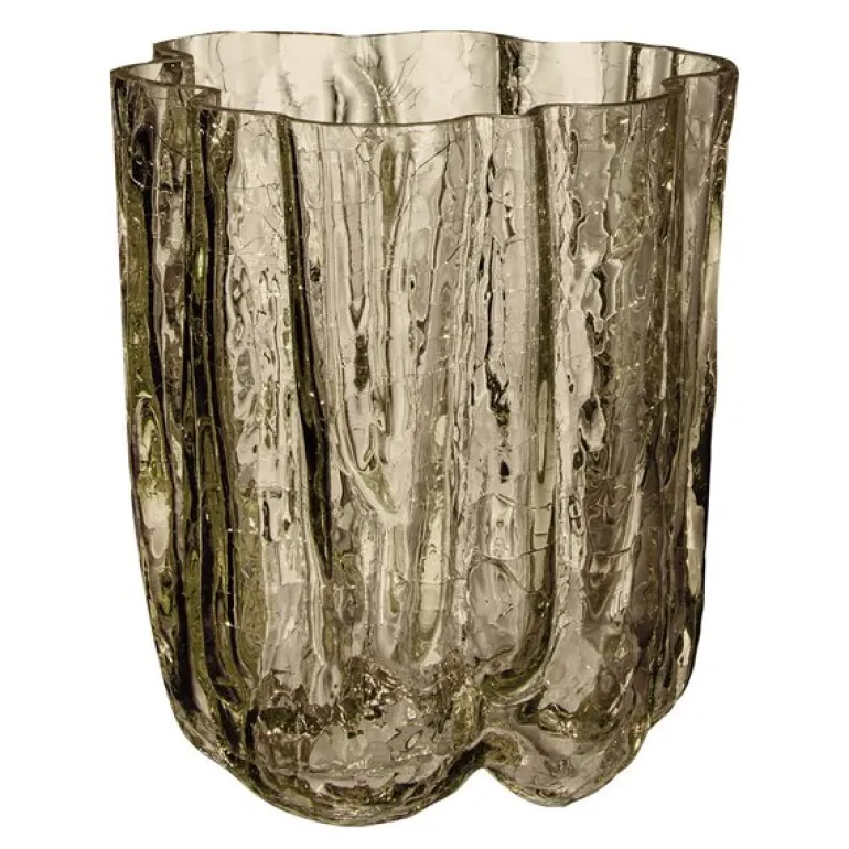 Crackle vase 12 cm taupe