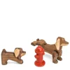 Dachshund trefigur 11 cm valnøtt/ask