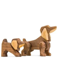 Dachshund trefigur 11 cm valnøtt/ask