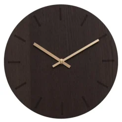 Dark Oak veggklokke 28 cm mørk eik m/kopper viser