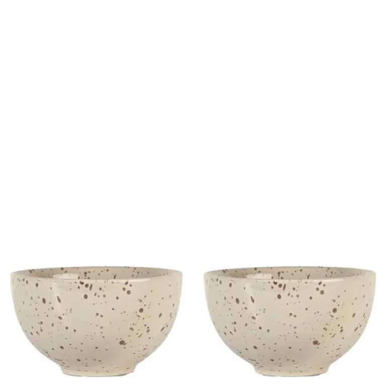 Ditte skål 12x7 cm 2 stk beige/burgunder