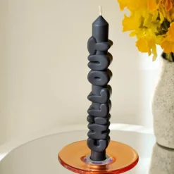 3D kronelys 23 cm CHILL OUT svart