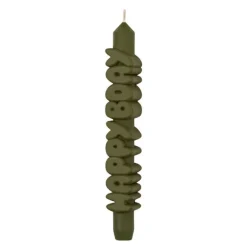 3D kronelys 23 cm HAPPY BDAY olivengrønn