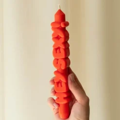 3D kronelys 23 cm HEY SEXY! oransje