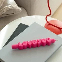 3D kronelys 23 cm LOVE YOU rosa