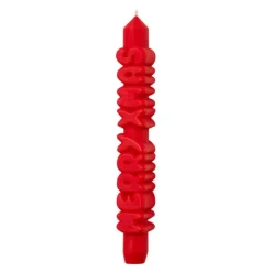 3D kronelys 23 cm MERRY XMAS rød