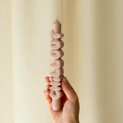 3D kronelys 23 cm 2 stk BOLD rosa/krem