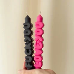 3D kronelys 23 cm 2 stk CONFROTATIONAL svart/rosa