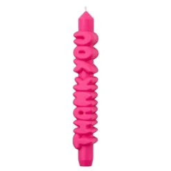3D kronelys 23 cm THANK YOU rosa