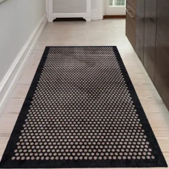 Dot gulvmatte 200x90 cm svart/sand
