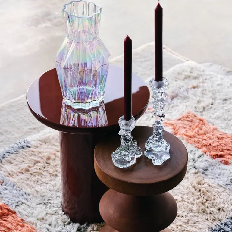 Drip lysestake i glass 14 cm klar