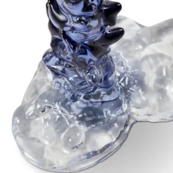 Drip lysestake i glass L 25 cm mørk blå